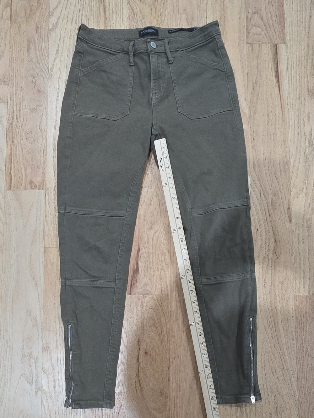 Banana Republic Women's Pants Olive Skinny Ankle Zip Pockets Denim Twill Reg 28